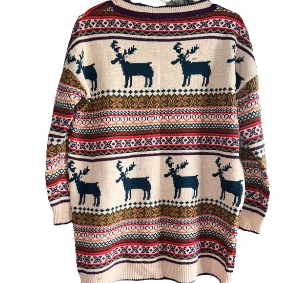Cozy Reindeer Pattern Sweater - Cream and Navy - Picture 3 of 3